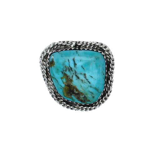 American Indian Genuine Sterling Silver Kingman Turquoise Ring Size 6 NN20219